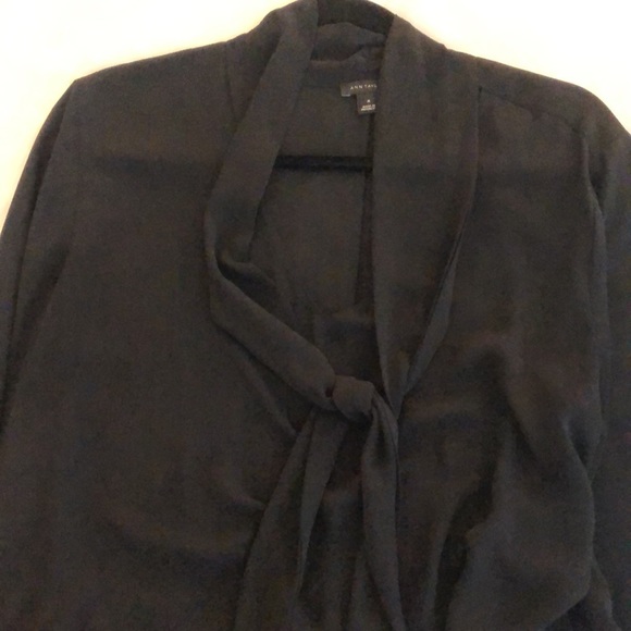 Ann Taylor black tie blouse - Picture 2 of 4